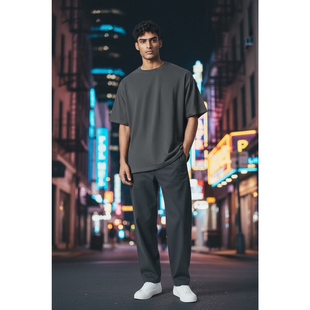 Scalpers Men's Gray XL Boxy Fit Heavyweight T-Shirt Lagenlook Urbanwear Casual
